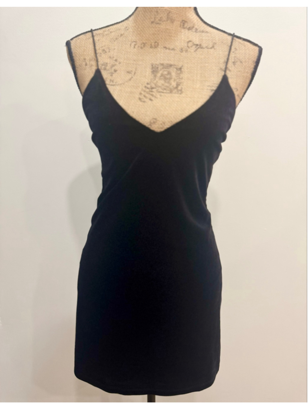 Tobi Black Velvet Mini Slip Dress Deep V-Neck Low Back XS Cocktail Party